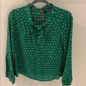 Silk green blouse from Anthropologie